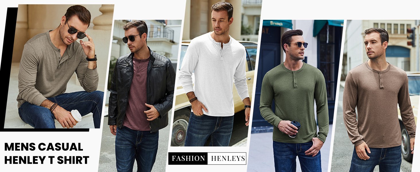 COOFANDY Men's Long Sleeve Henley Shirts Casual Button T Shirt