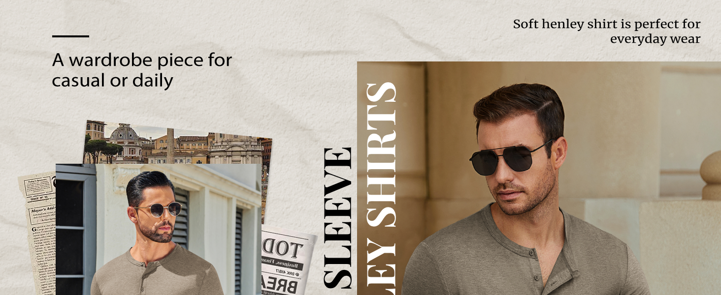 COOFANDY Men's Long Sleeve Henley Shirts Casual Slim Fit