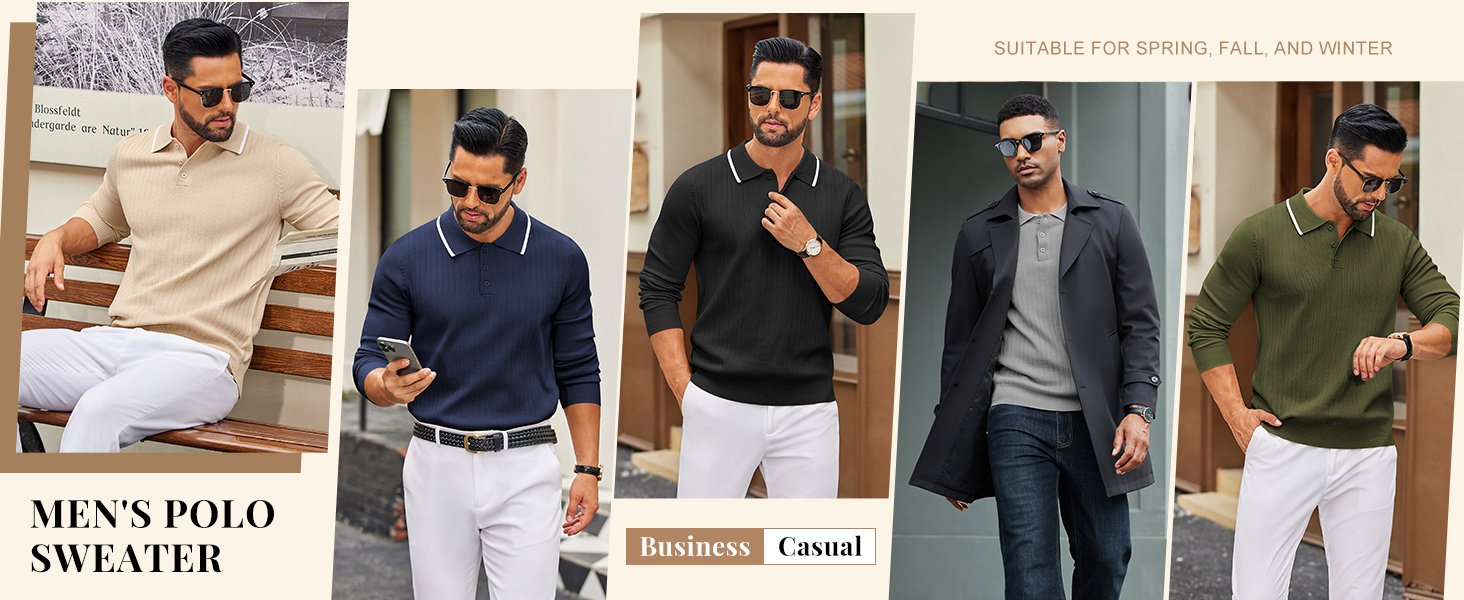 long sleeve polo shirts for men