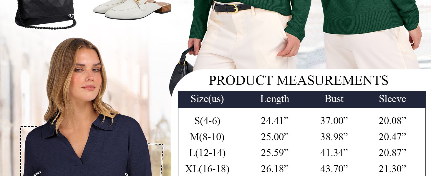 Womens Polo V Neck Long Sleeve Sweaters