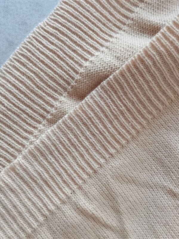 11D84B05-0B7E-94FC-48D6-0F864E8BD38B Stand Collar Ribbed Knit Wool Sweater Beige Striped Knitwear