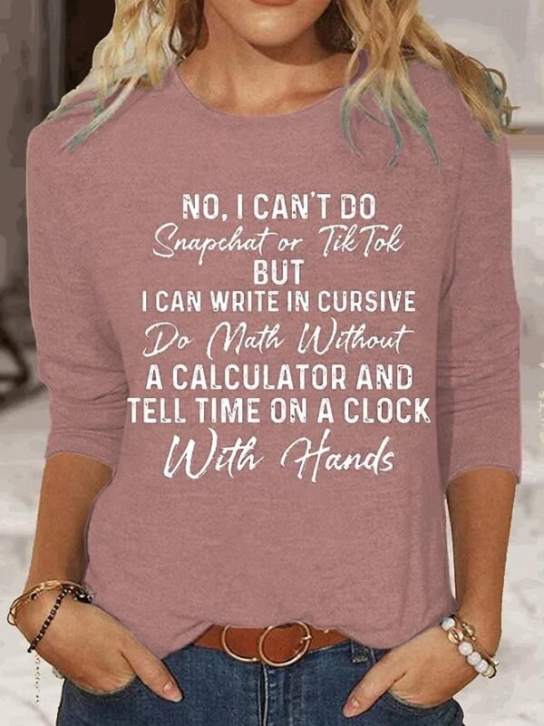 Cotton Letter Print Long Sleeve Tee