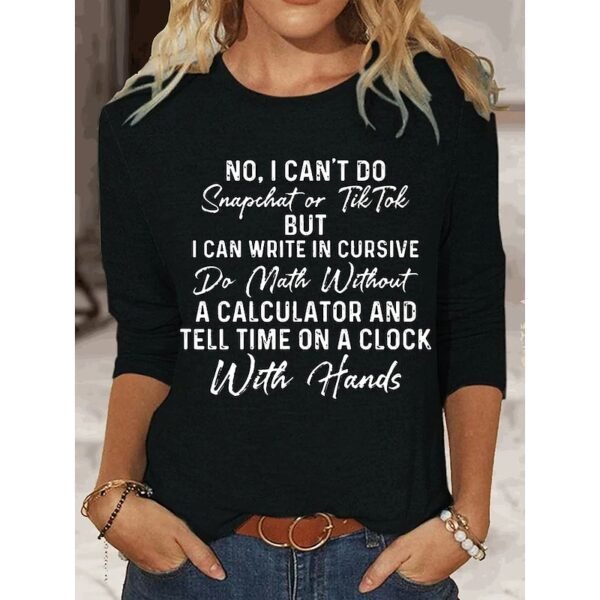 Cotton Letter Print Long Sleeve Tee