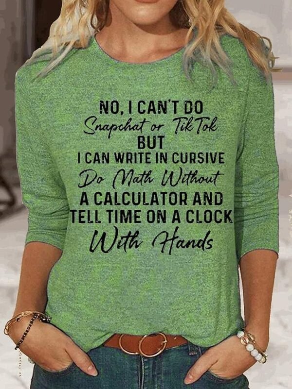 Cotton Letter Print Long Sleeve Tee