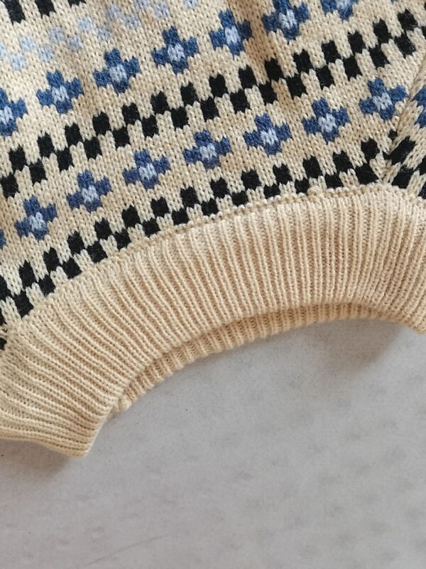 DCEB6B13-13AD-C57F-6BDF-C048C186C17A Stand Collar Ribbed Knit Wool Sweater Beige Striped Knitwear