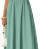Women's Summer Sleeveless Halter Midi Dress 2025 Off Shoulder High Waist Swing Flowy Beach Long Dresses