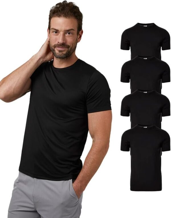 Mens 4 Pack Cool Crewneck T-Shirt | Anti-Odor | Quick Drying | 4-Way Stretch
