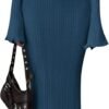 Sweater Dresses for Women 2025 Fall Bell Long Sleeve Crew Neck Bodycon Maxi Dress Winter Ribbed Knit Outfits