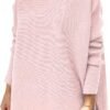 Women's Turtleneck Oversized Sweaters Long Batwing Sleeve Spilt Hem Tunic Pullover Knit Tops