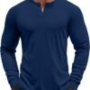 Men's Henley Shirts Long Sleeve Button T-Shirt Lightweight Fashion Casual Pullover Shirt
