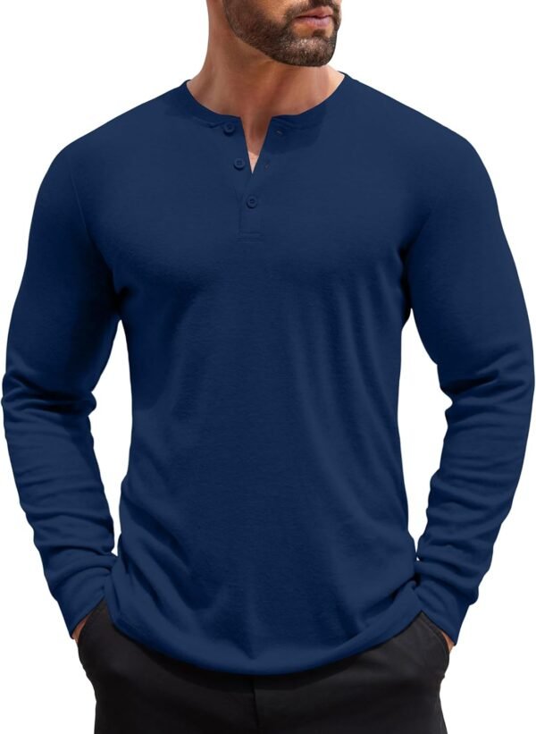 Men's Henley Shirts Long Sleeve Button T-Shirt Lightweight Fashion Casual Pullover Shirt
