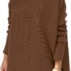 Women's Turtleneck Oversized Sweaters Long Batwing Sleeve Spilt Hem Tunic Pullover Knit Tops