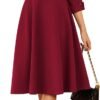 Work Dresses for Women 2025 3/4 Sleeve Fit and Flare Business Midi Dress Classy Office Dresses with Pockets