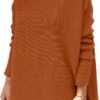 Women's Turtleneck Oversized Sweaters Long Batwing Sleeve Spilt Hem Tunic Pullover Knit Tops