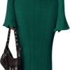 Sweater Dresses for Women 2025 Fall Bell Long Sleeve Crew Neck Bodycon Maxi Dress Winter Ribbed Knit Outfits