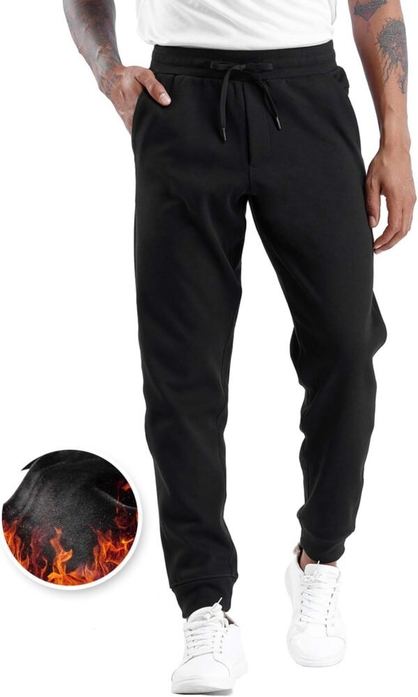 Mens' Fleece Joggers Pants with Deep Pockets in Loose-fit Style