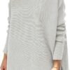 Women's Turtleneck Oversized Sweaters Long Batwing Sleeve Spilt Hem Tunic Pullover Knit Tops