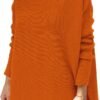 Women's Turtleneck Oversized Sweaters Long Batwing Sleeve Spilt Hem Tunic Pullover Knit Tops