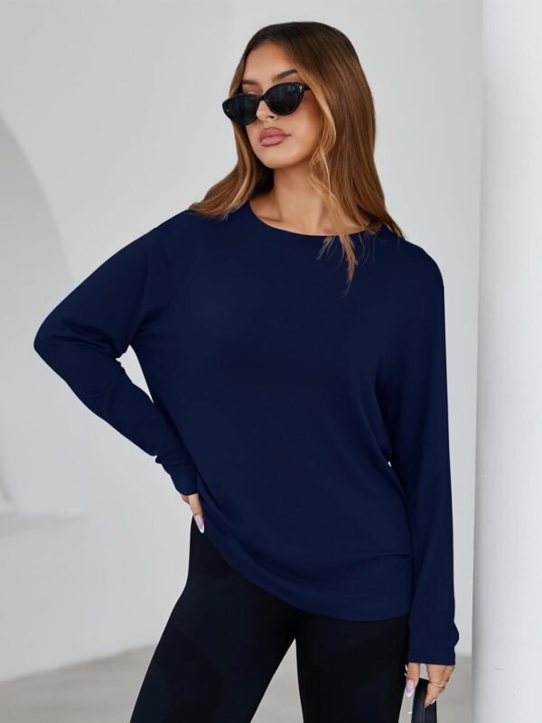 Womens Long Sleeve Oversized T Shirts Basic Crewneck Workout Tee Tops 2025 Fall Loose Fit Casual Y2K Clothes
