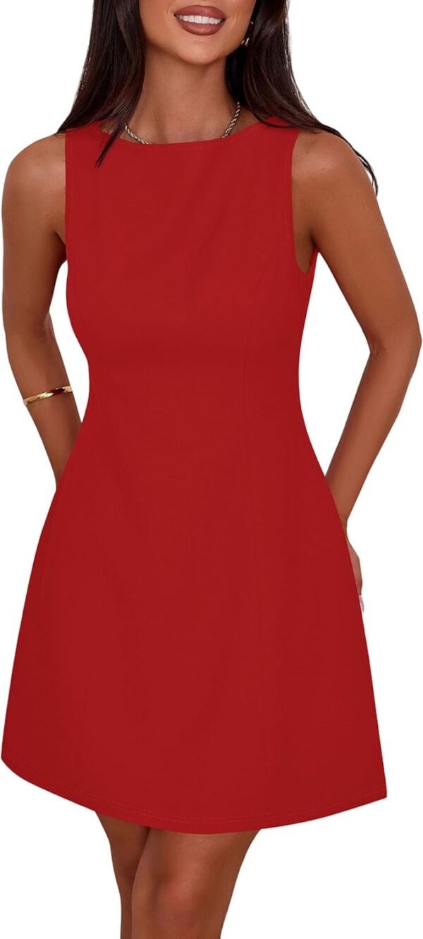 Womens Formal Short Dresses 2025 Summer Sleeveless Boat Neck A Line Elegant Mini Cocktail Party Dress