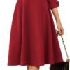 Work Dresses for Women 2025 3/4 Sleeve Fit and Flare Business Midi Dress Classy Office Dresses with Pockets