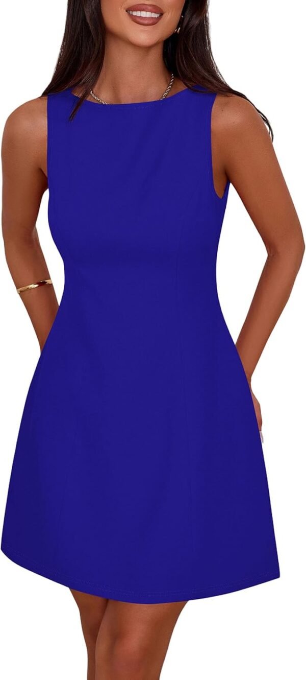 Womens Formal Short Dresses 2025 Summer Sleeveless Boat Neck A Line Elegant Mini Cocktail Party Dress