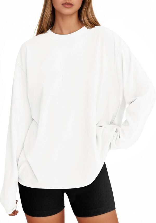 Womens Long Sleeve Oversized T Shirts Basic Crewneck Workout Tee Tops 2025 Fall Loose Fit Casual Y2K Clothes
