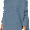 Women's Turtleneck Oversized Sweaters Long Batwing Sleeve Spilt Hem Tunic Pullover Knit Tops