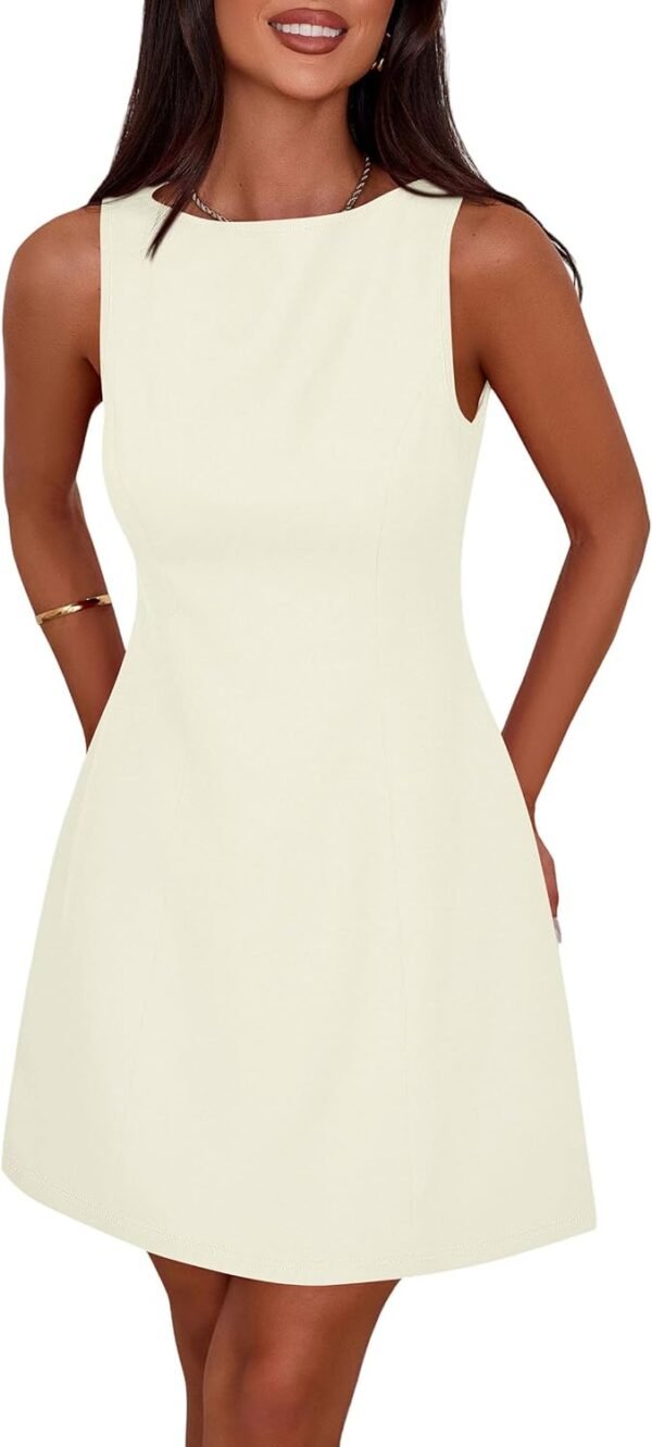 Womens Formal Short Dresses 2025 Summer Sleeveless Boat Neck A Line Elegant Mini Cocktail Party Dress