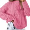 Trendy Queen Women's Oversized Cable Knit Crewneck Sweaters