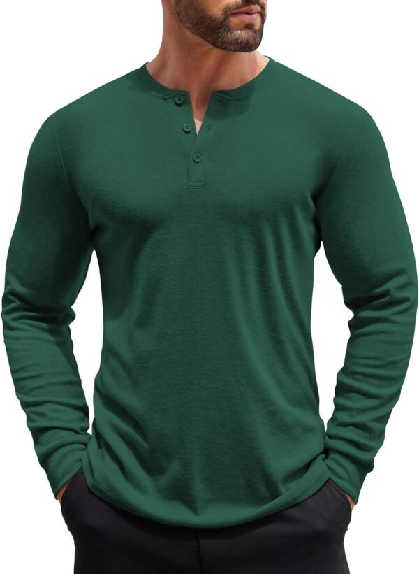 Men's Henley Shirts Long Sleeve Button T-Shirt Lightweight Fashion Casual Pullover Shirt