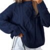 Trendy Queen Women's Oversized Cable Knit Crewneck Sweaters