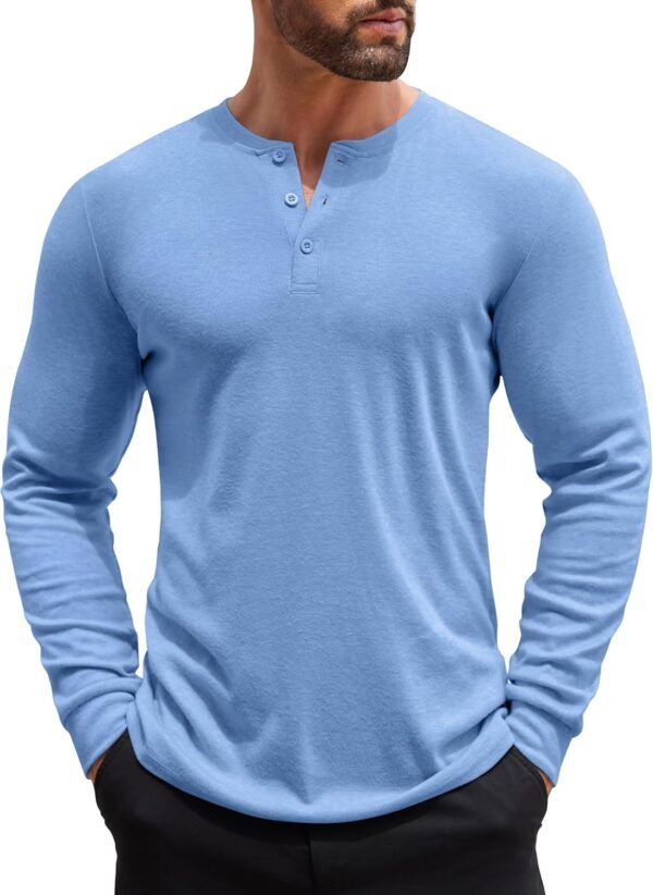 Men's Henley Shirts Long Sleeve Button T-Shirt Lightweight Fashion Casual Pullover Shirt