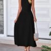 Women Tank Midi Dress Summer Crewneck Sleeveless Pleated A Line Business Casual Formal Sweater Fall Dresses 2025