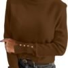 Turtleneck Sweaters for Women Long Sleeve Dressy Casual Soft Knitted Button Pullover Tops 2025 Fall Winter Clothes