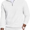 Men's Quarter Zip Sweater Slim Fit Lightweight Mock Neck Pullover Knit Texture Polo Sweaters