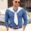 719KWfB4d4L._AC_SL1500 Mens Sweaters Polos Long Sleeve V Neck Knit Polo Lightweight Casual Pullover Sweater