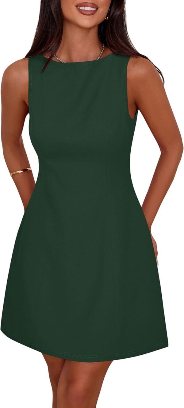 Womens Formal Short Dresses 2025 Summer Sleeveless Boat Neck A Line Elegant Mini Cocktail Party Dress