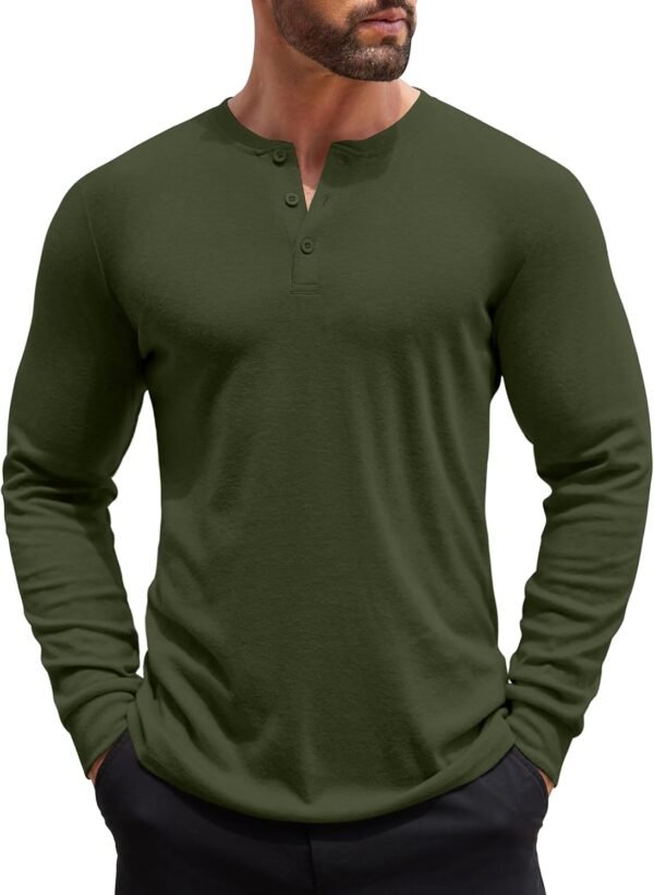 Men's Henley Shirts Long Sleeve Button T-Shirt Lightweight Fashion Casual Pullover Shirt