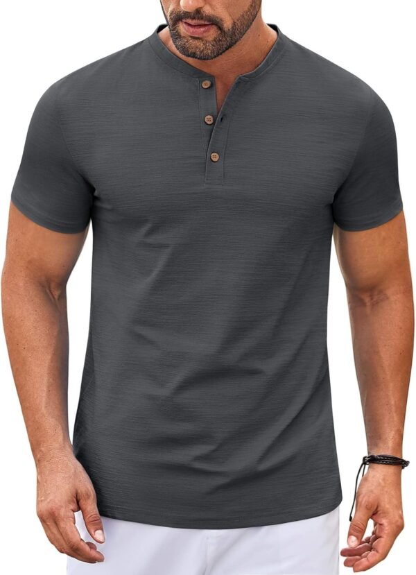 Mens Henley Shirts Short Sleeve Casual Button Down Shirts Lightweight Summer Basic Tee