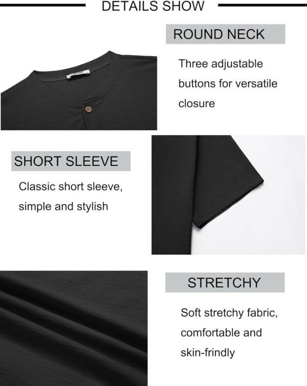Mens Henley Shirts Short Sleeve Casual Button Down Shirts Lightweight Summer Basic Tee