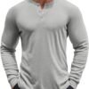 Men's Henley Shirts Long Sleeve Button T-Shirt Lightweight Fashion Casual Pullover Shirt