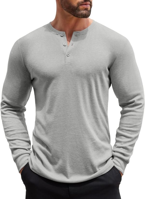 Men's Henley Shirts Long Sleeve Button T-Shirt Lightweight Fashion Casual Pullover Shirt
