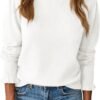 71E545REVYL._AC_SL1500 Womens Ruffle Mock Neck Sweater Puff Long Sleeve Fall Soft Knit Casual Pullover Sweaters Top