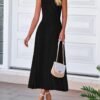 Women Tank Midi Dress Summer Crewneck Sleeveless Pleated A Line Business Casual Formal Sweater Fall Dresses 2025