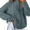 Trendy Queen Women's Oversized Cable Knit Crewneck Sweaters
