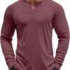 Men's Henley Shirts Long Sleeve Button T-Shirt Lightweight Fashion Casual Pullover Shirt
