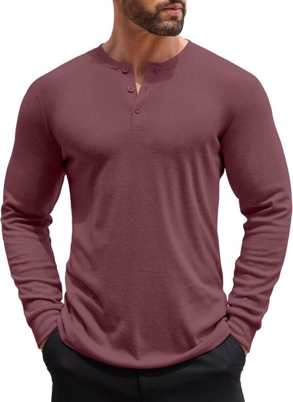 Men's Henley Shirts Long Sleeve Button T-Shirt Lightweight Fashion Casual Pullover Shirt