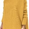 Women's Turtleneck Oversized Sweaters Long Batwing Sleeve Spilt Hem Tunic Pullover Knit Tops