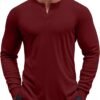 Men's Henley Shirts Long Sleeve Button T-Shirt Lightweight Fashion Casual Pullover Shirt